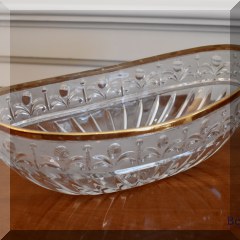 G12. Cut crystal bowl with gold rim. 3.5”h x 11”w - $28